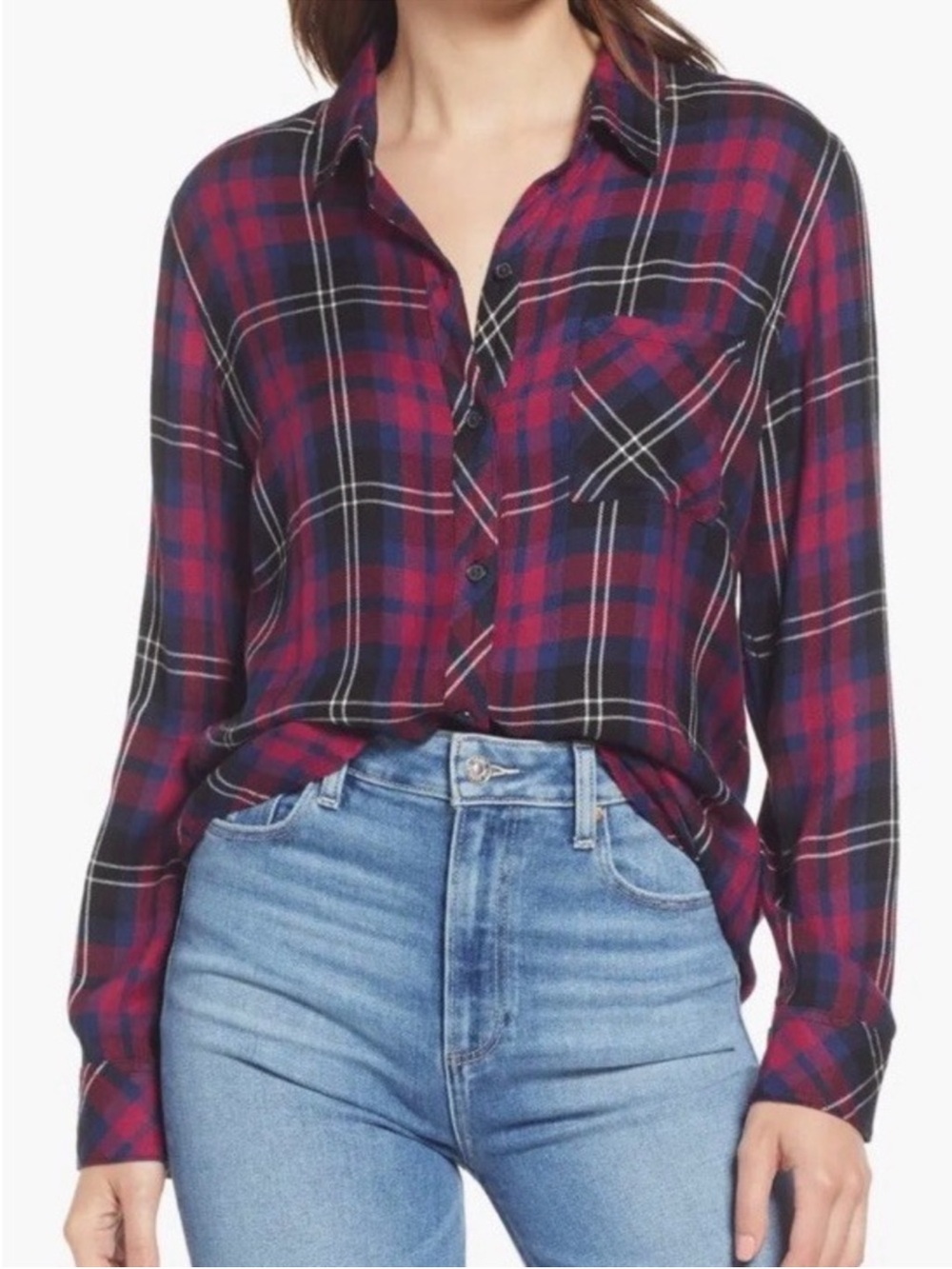 Rails Berry Plaid Blouse